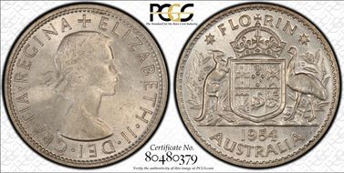 1954(m) Florin KM-54  Ag MS63