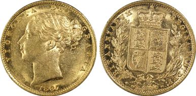 1887-S Sov S-3855B Shield AU58