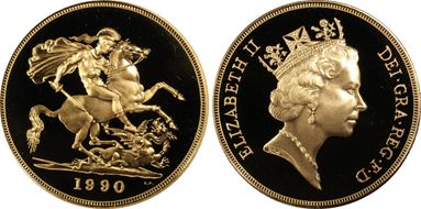 1990 £5 S-SE3 St. George PR69DCAM