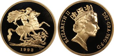 1993 £5 S-SE3 St. George PR69DCAM