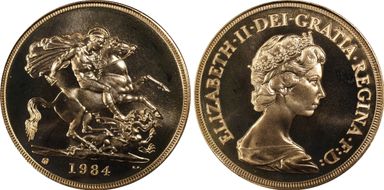 1984-U £5 S-SE2 St. George MS69