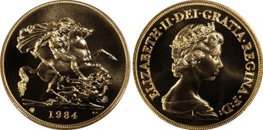 1984-U £5 S-SE2 St. George MS69