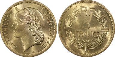 1946-C 5 Fr Gad-761a Bronze-Al MS65
