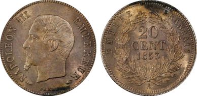 1853-A 20C Gad-305 F-148 Petite tête MS65