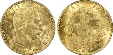 1864-BB 10 Fr Gad-1015 MS63