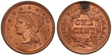 1853 1C MS65RD