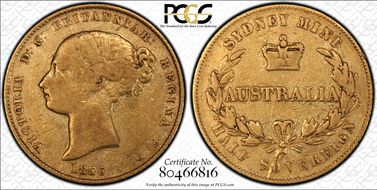 1856-SY 1/2 Sov No Berry above L of HALF F15