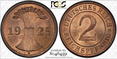 1925-A 2 Rcpfg J-314 MS64RB