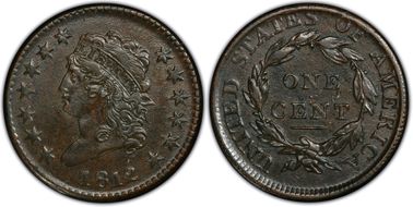 1812 1C S-288, Large Date AU50BN