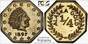 (1897) 25C X-Tn8 Brass Alaska Gold MS63