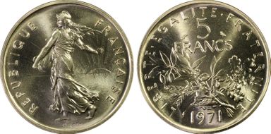 1971 5 Fr KM-P431 Piefort Ag SP68