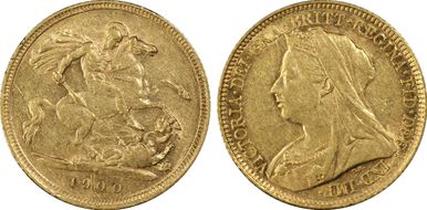 1900-S 1/2 Sov S-3881 AU55