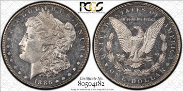 1886 $1 MS62PL