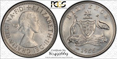 1955(m) 6D KM-58  Ag MS66