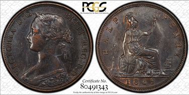1869 1/2D S-3956 AU55BN