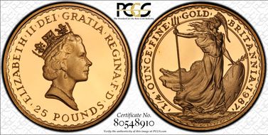 1987 £25 S-BO1 Britannia 1/4oz Au PR69DCAM