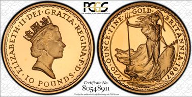 1987 £10 Britannia S-BN1 Au PR68DCAM