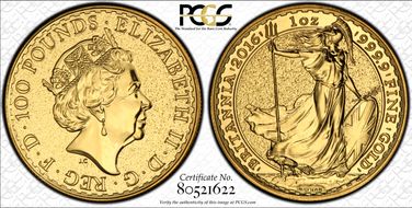 2016 £100 S-BQ17 Britannia Au MS68