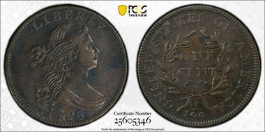 1796 1C Draped, Rev. of '97, S-113 XF45BN
