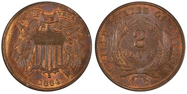 1864 2C Small Motto MS65BN