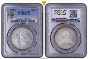 1908-S Peso KM-172  Ag MS62