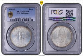 1909-S Peso KM-172  Ag MS63