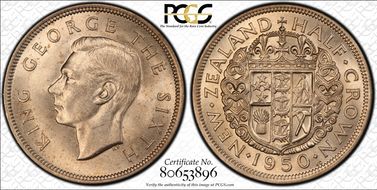 1950 1/2 Cr K.G. Close to Rim MS64