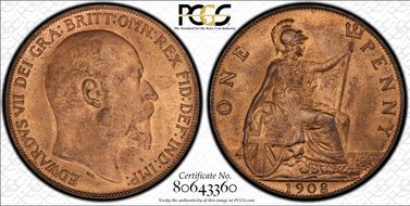 1908 1D S-3990 MS64RD