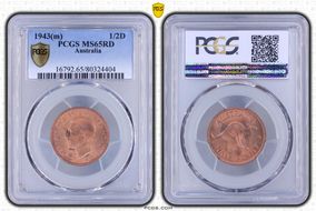 1943(m) 1/2D MS65RD