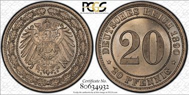 1890-E 20 Pfg J-14 MS63