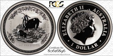 2003 $1 Year of the Goat Ag MS69