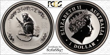 2004 $1 Year of the Monkey Ag MS69