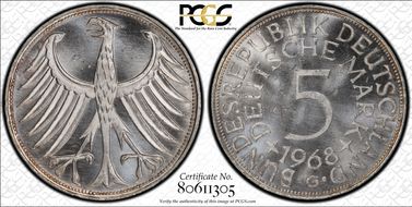 1968-G 5 Mk Regular Issue MS65