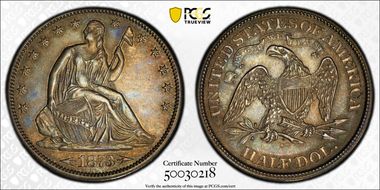 1873-CC 50C Arrows AU58