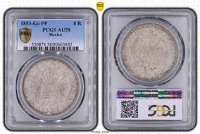 1853-Go PF 8 R Go37 AU58