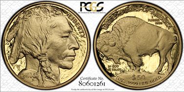 2016-W $50 Am. Buffalo 10th Anniv. First Strike .9999 Fine Gold PR70DCAM