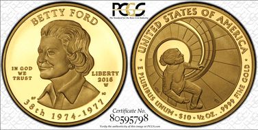 2016-W $10 Betty Ford First Strike PR70DCAM