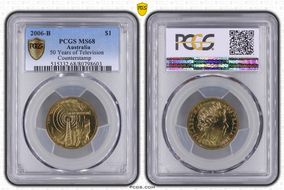 2006-B $1 50 Years of Television Counterstamp MS68
