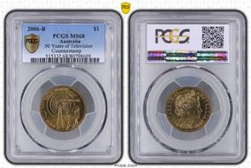 2006-B $1 50 Years of Television Counterstamp MS68