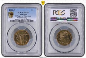 2006-C $1 50 Years of Television Counterstamp MS68