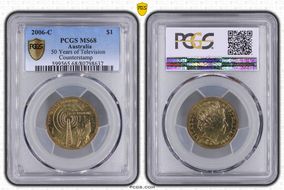 2006-C $1 50 Years of Television Counterstamp MS68