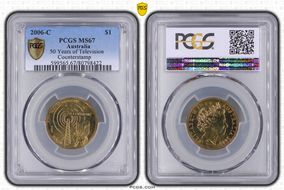 2006-C $1 50 Years of Television Counterstamp MS67