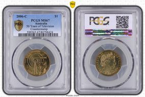 2006-C $1 50 Years of Television Counterstamp MS67