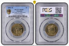 2006-M $1 50 Years of Television Counterstamp MS68