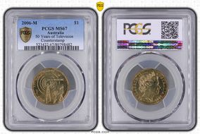 2006-M $1 50 Years of Television Counterstamp MS67