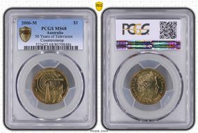 2006-M $1 50 Years of Television Counterstamp MS68