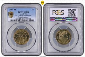 2006-M $1 50 Years of Television Counterstamp MS68