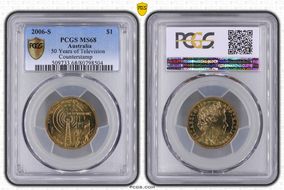 2006-S $1 50 Years of Television Counterstamp MS68