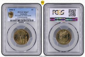 2006-S $1 50 Years of Television Counterstamp MS67