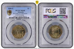 2006-S $1 50 Years of Television Counterstamp MS68